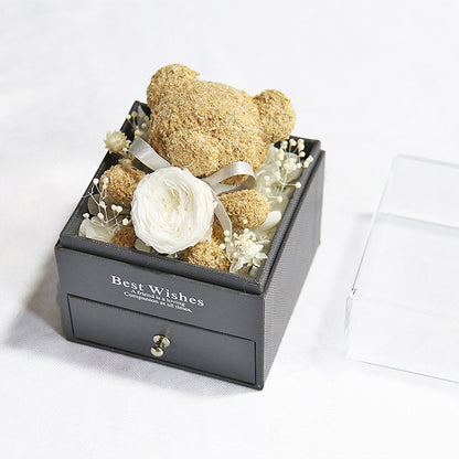 Preserved Flower Bear Drawer Jewelry Box